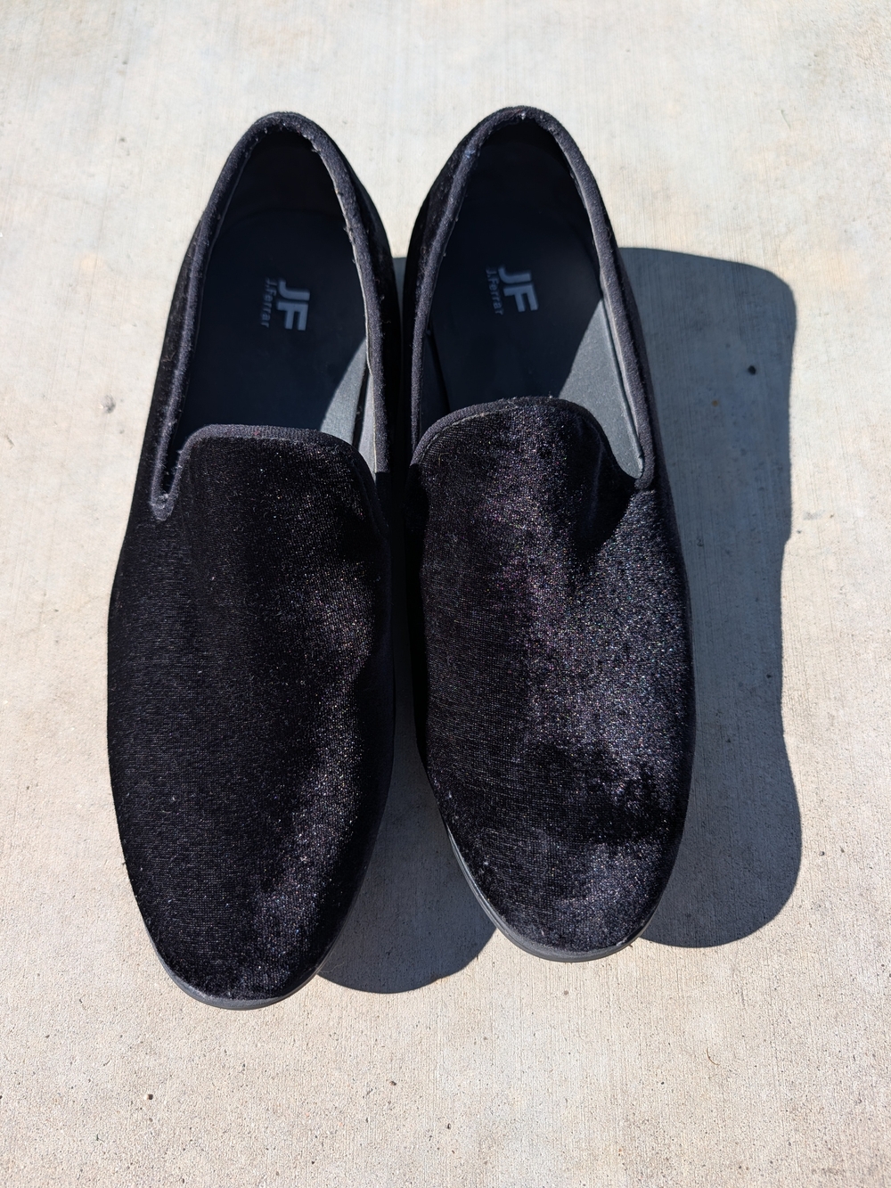 JF jf j.ferrar Men’s Black Velvet Slip-On Loafers
